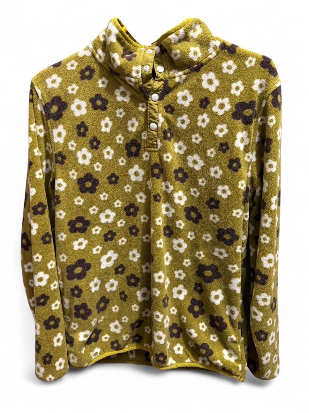 Pulse Olive Green Floral Fleece Pullover